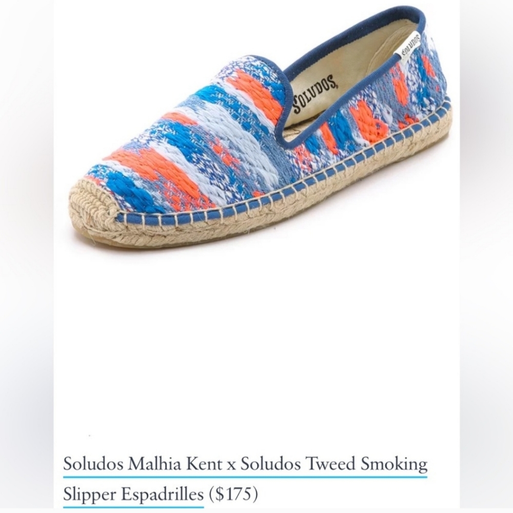 SOLUDOS | ANTHRO Malhia Kent Neon Tweed Woven Boho Smoking Slipper Espadrilles 9